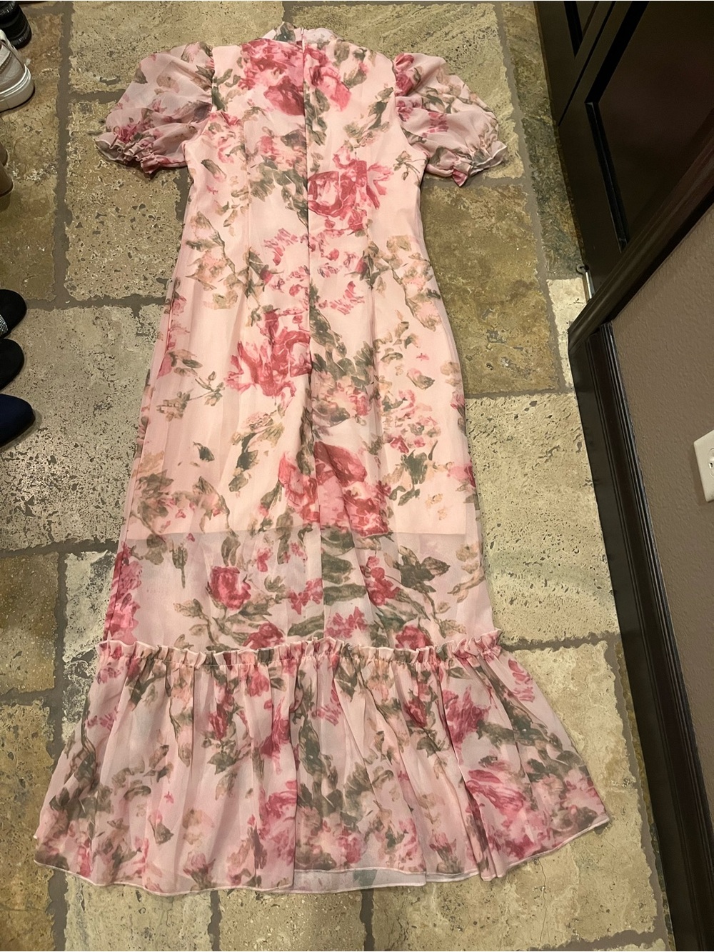 Pink Floral Ruffle Hem Dress - Picture 2 of 3
